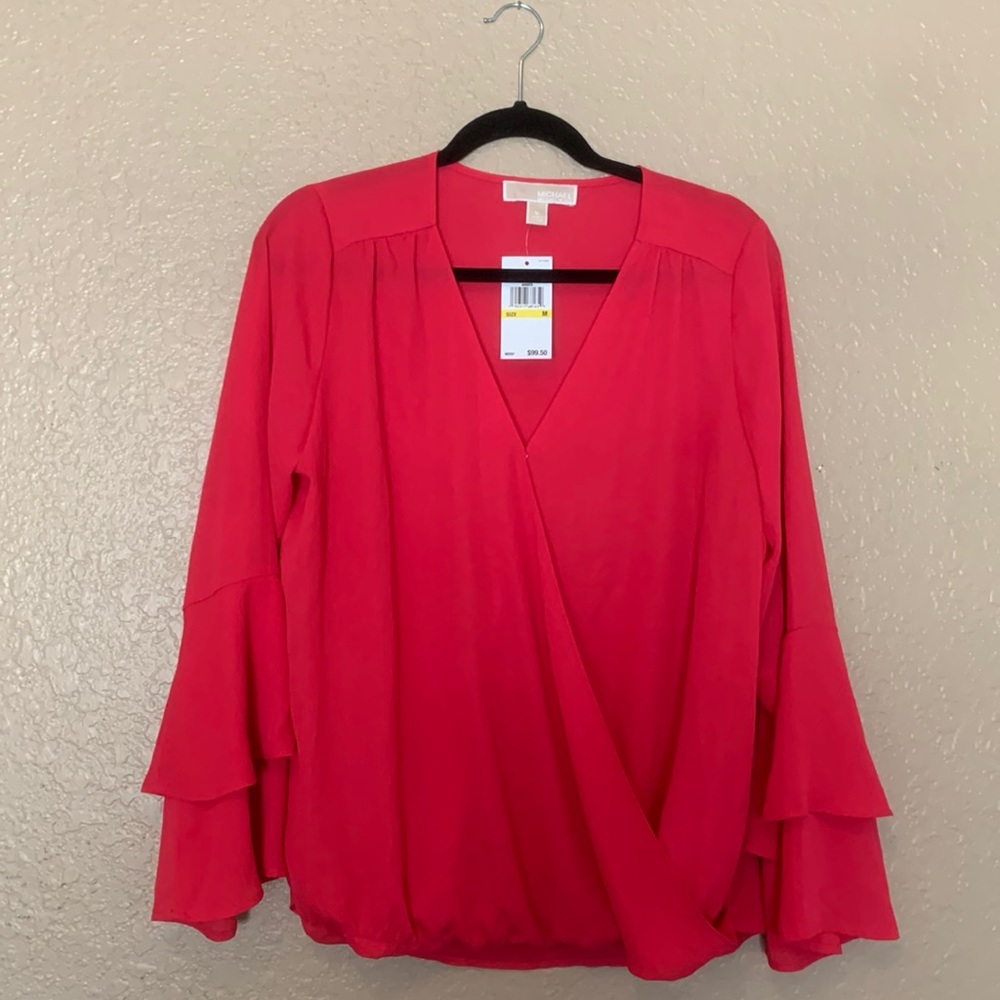 Pink flowy Micheal kors shirt, size medium